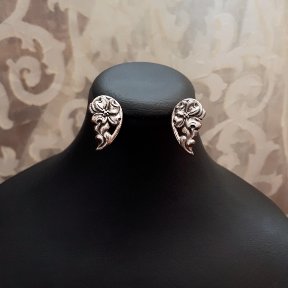 Vintage sterling silver art nouveau earrings - Picture 8 of 10